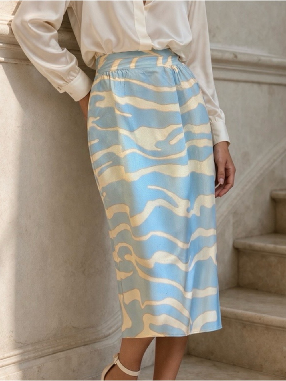 HANAE MORI Vintage Silk Midi Skirt